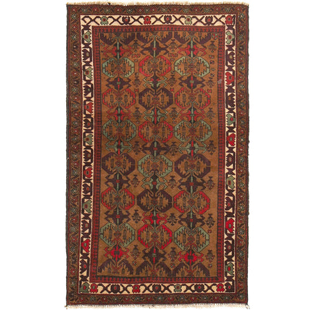 Baluchi Rug Handmade Multi Geometric 3x5 ft