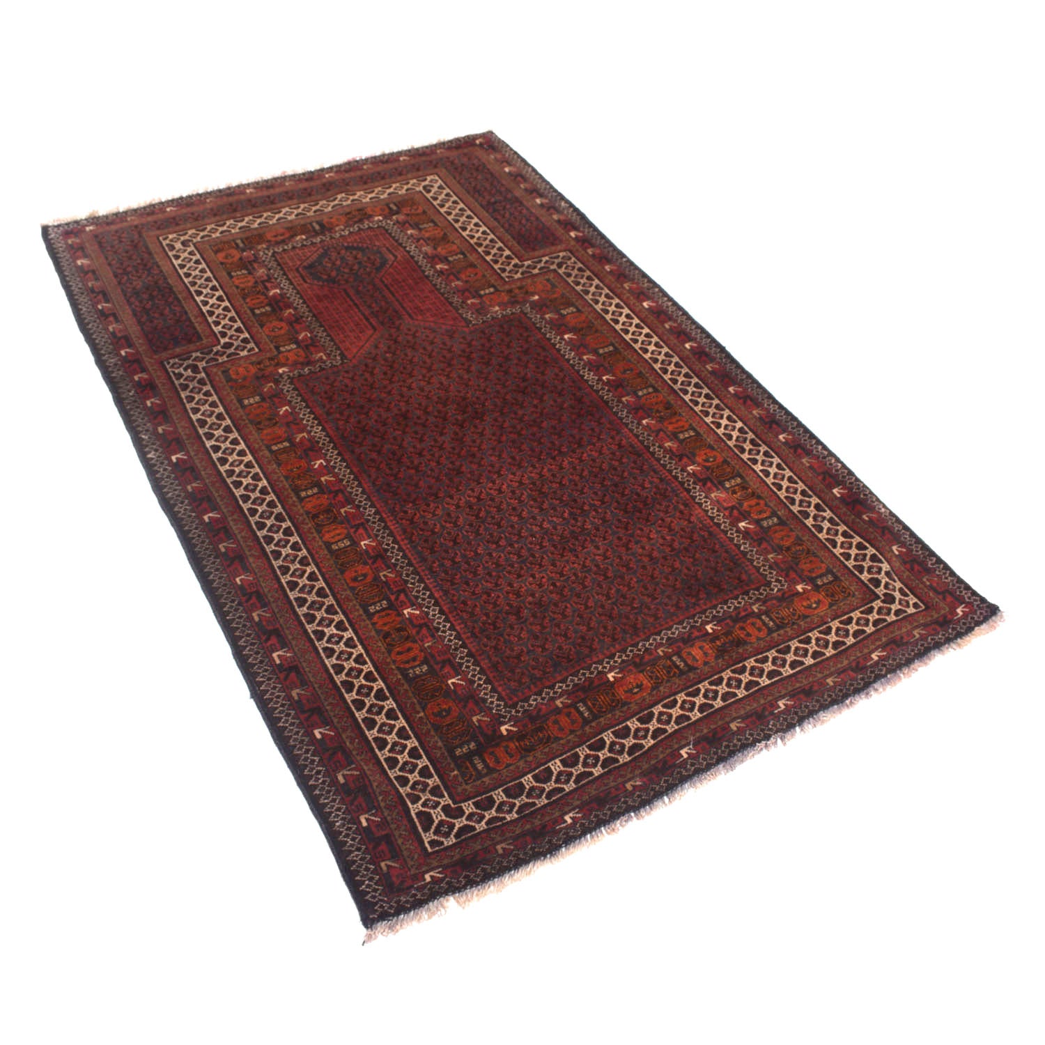 Baluchi Rug Handmade Red Prayer Design 3x5 ft
