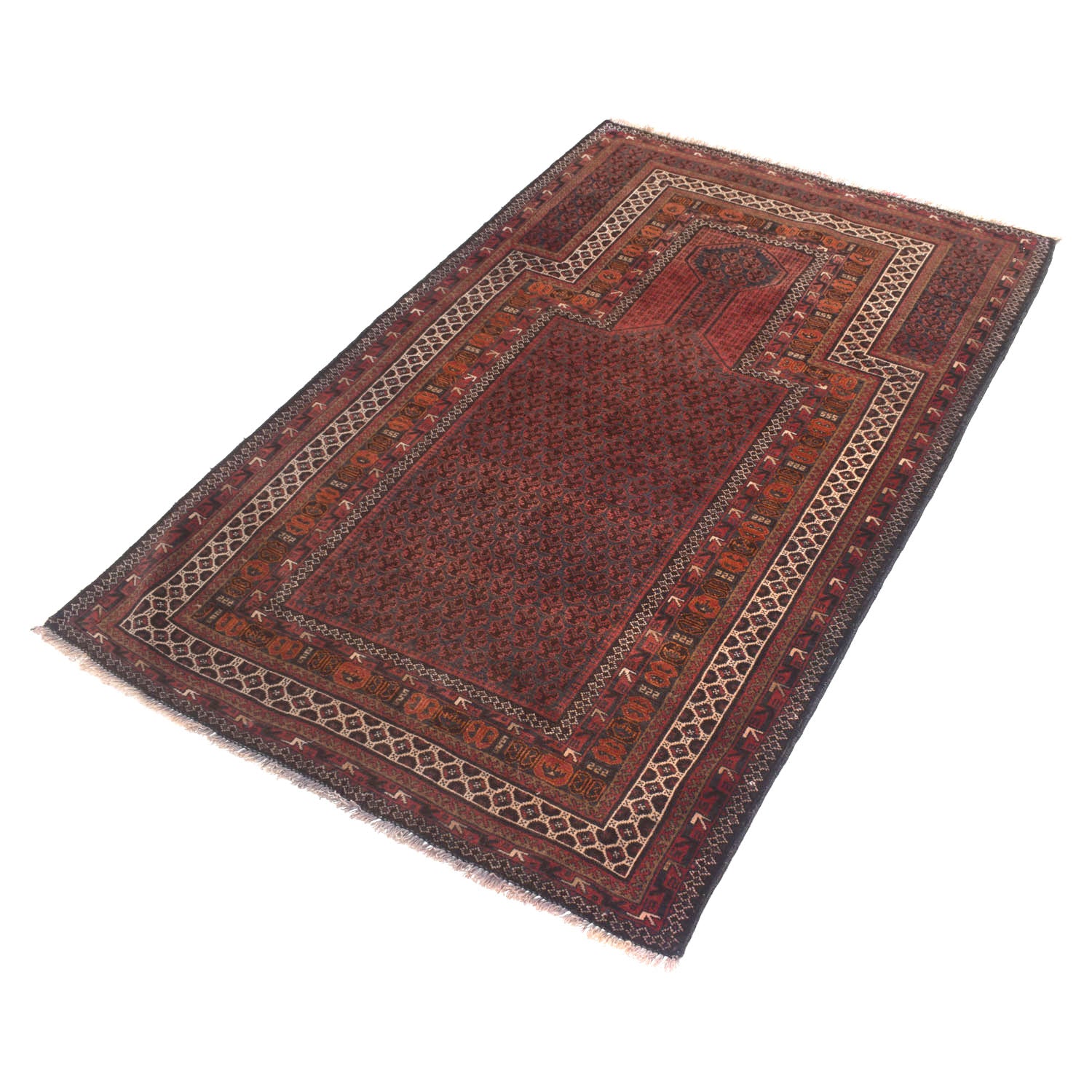 Baluchi Rug Handmade Red Prayer Design 3x5 ft