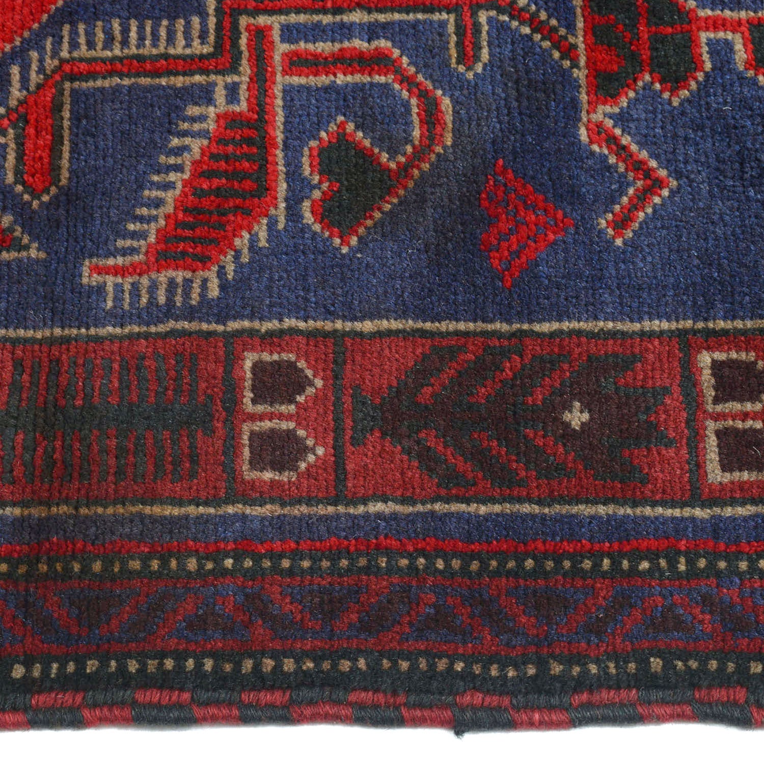 Baluchi Rug Handmade Dark Blue Geometric 3x5 ft