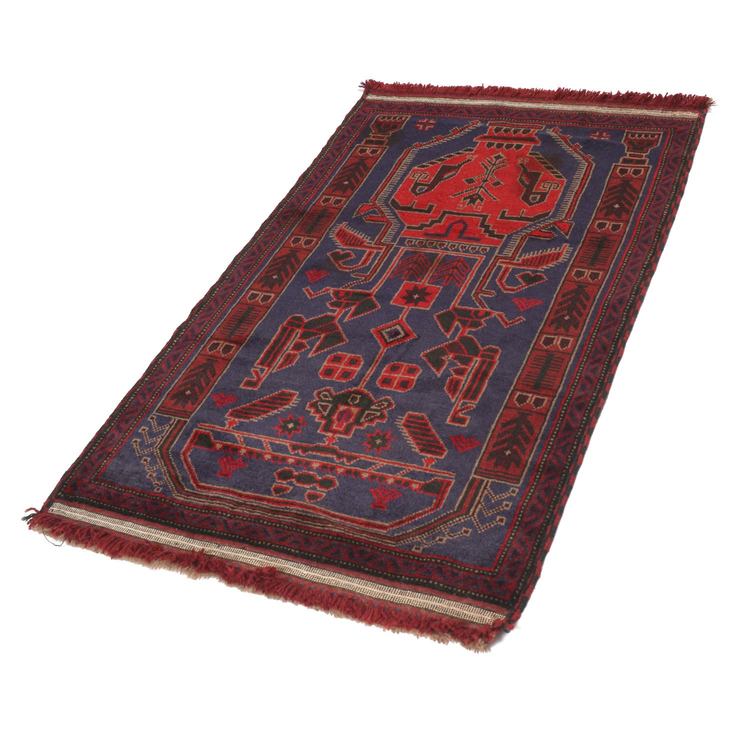 Baluchi Rug Handmade Dark Blue Geometric 3x5 ft