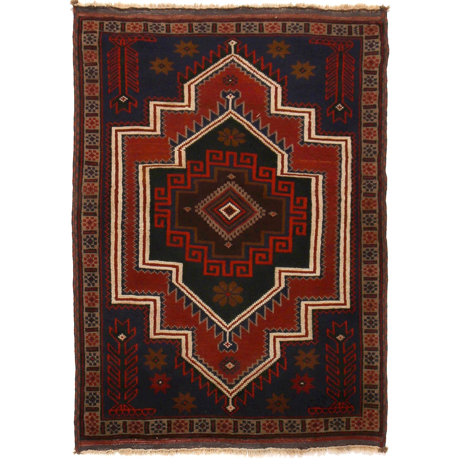 Baluchi Rug Handmade Multi Geometric 3x5 ft