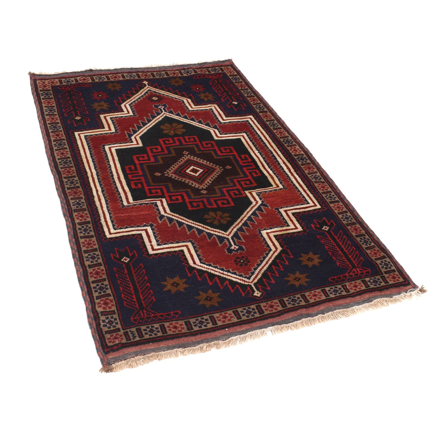 Baluchi Rug Handmade Multi Geometric 3x5 ft