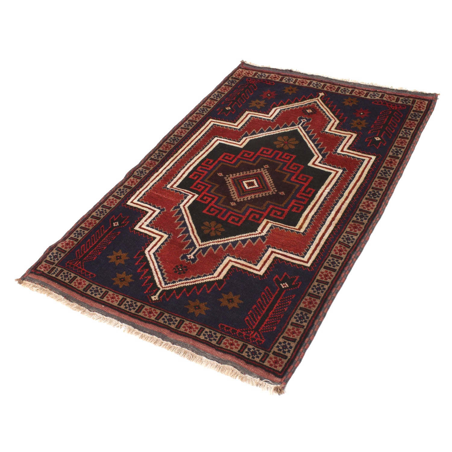 Baluchi Rug Handmade Multi Geometric 3x5 ft