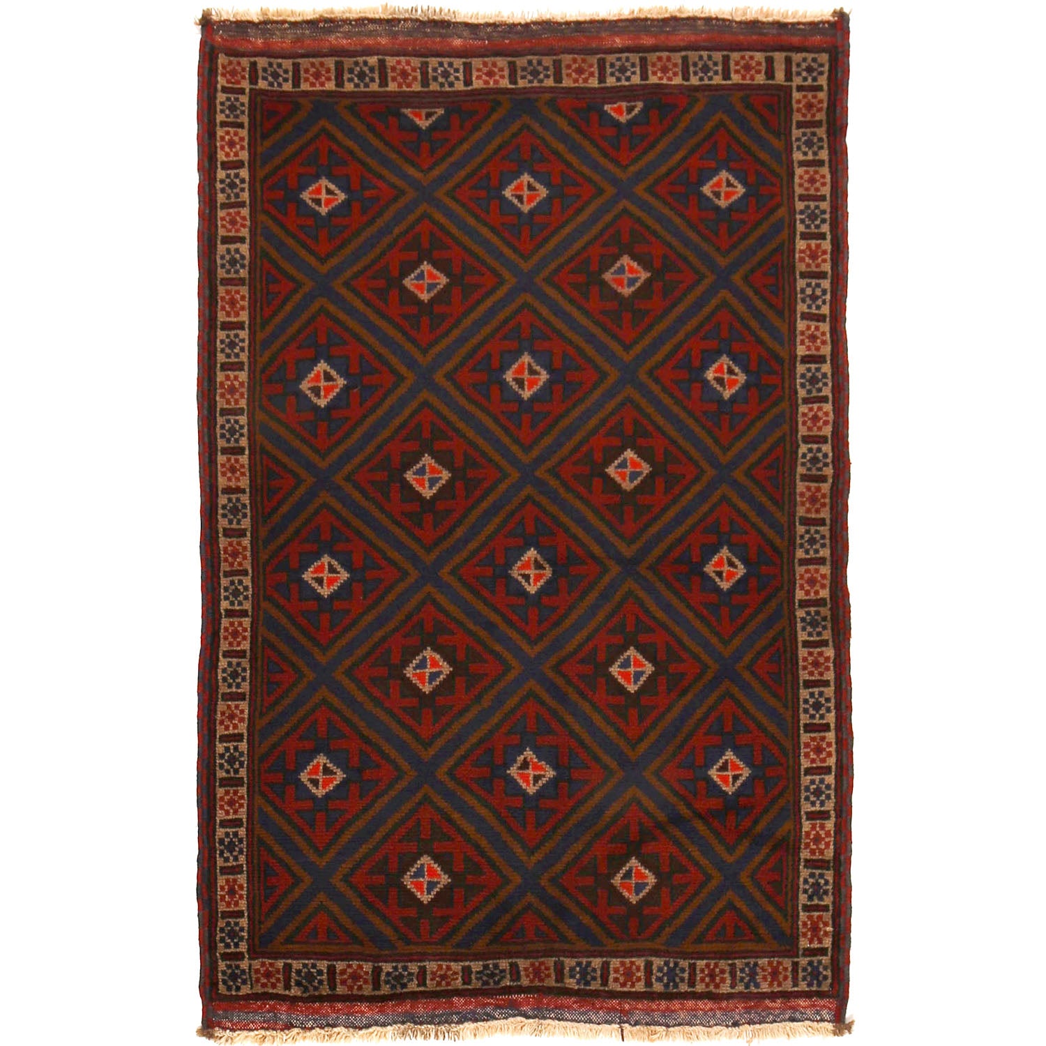 Baluchi Rug Handmade Multi Geometric 3x5 ft