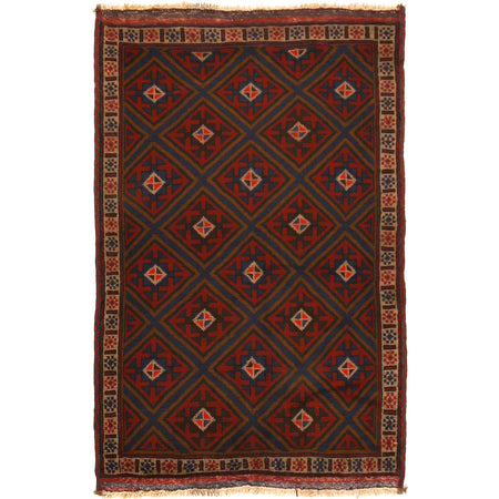 Baluchi Rug Handmade Multi Geometric 3x5 ft