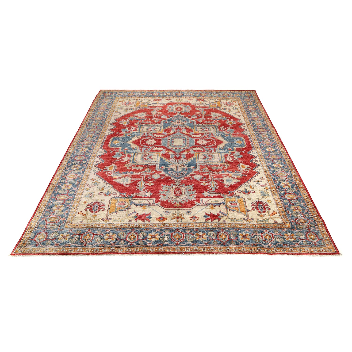Heriz Area Rug Handmade Multi Medallion 7x10 ft