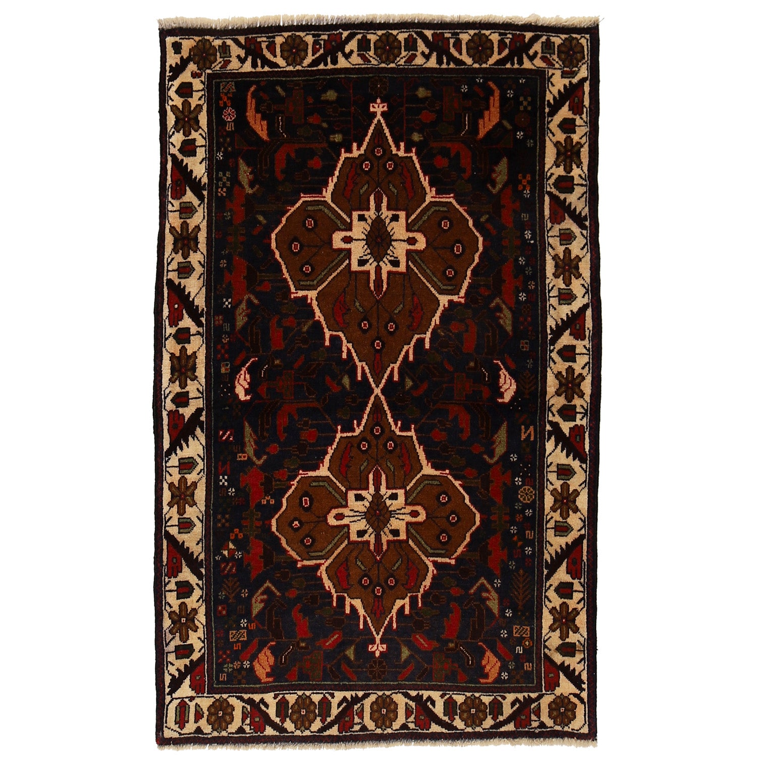 Baluchi Rug Handmade Multi Geometric 2x4 ft