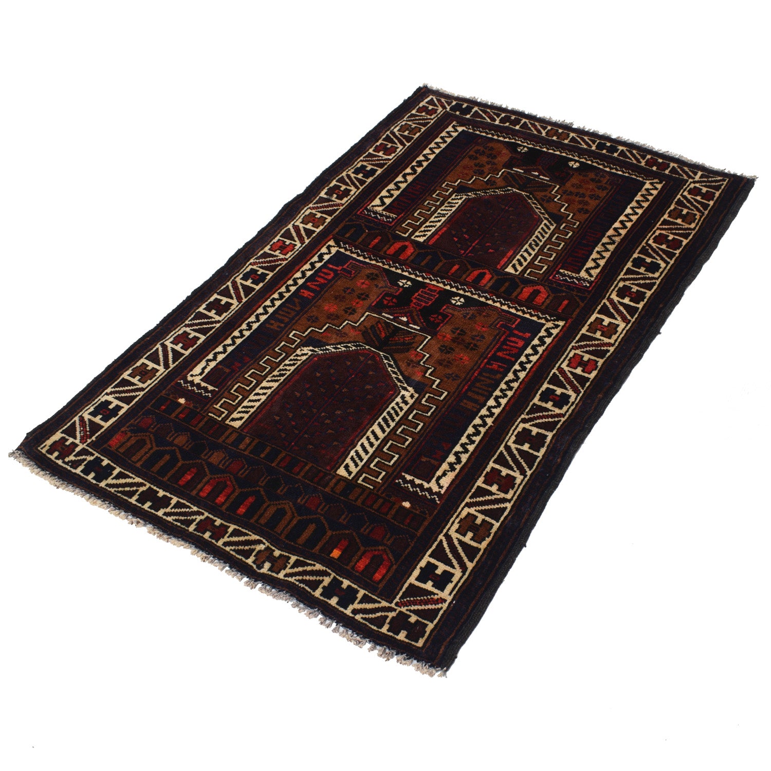 Baluchi Rug Handmade Multi Prayer Design 2x4 ft