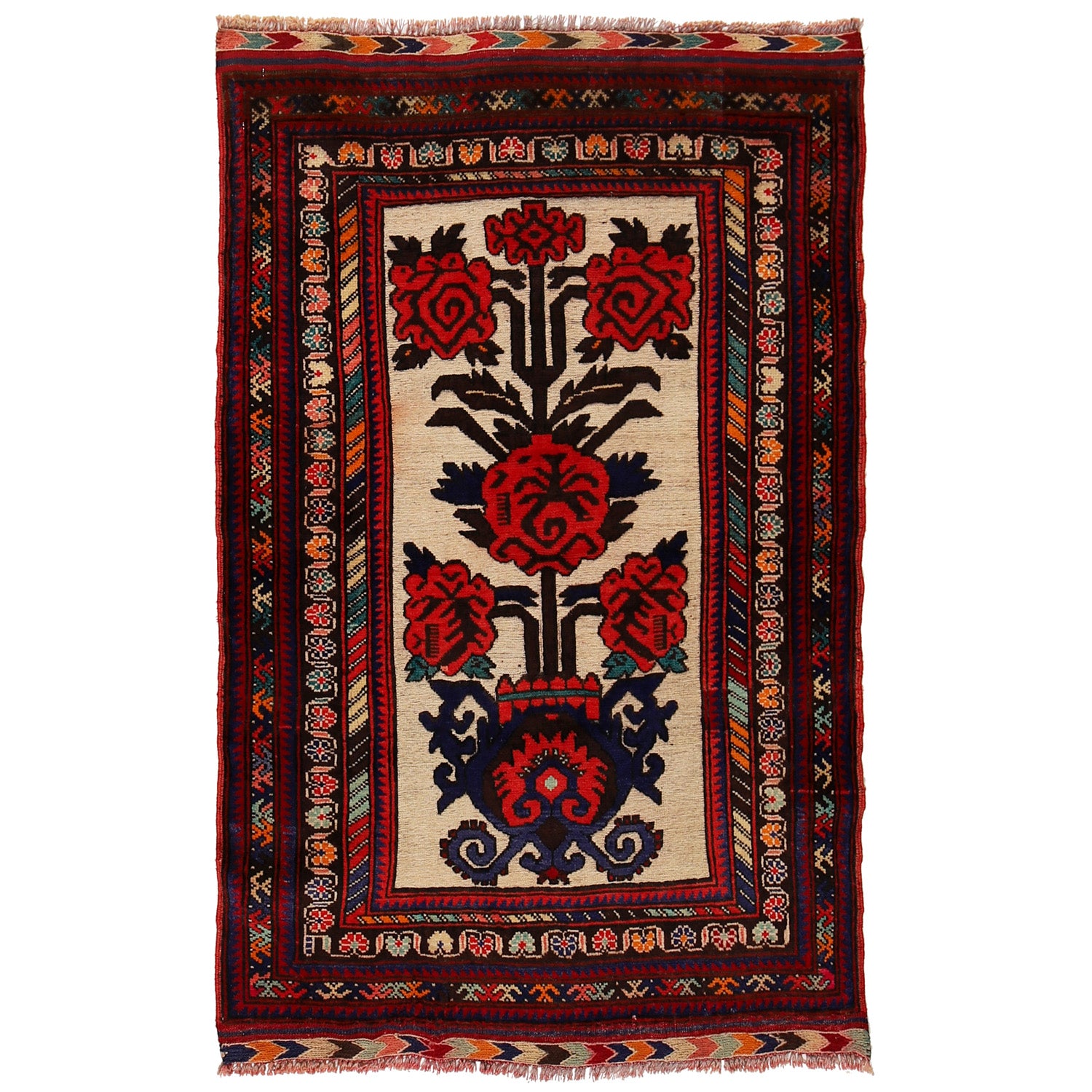 Baluchi Rug Handmade Multi Geometric 3x5 ft