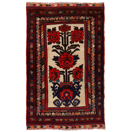 Baluchi Rug Handmade Multi Geometric 3x5 ft