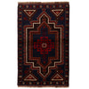 Baluchi Rug Handmade Navy Blue Floral 2x4 ft