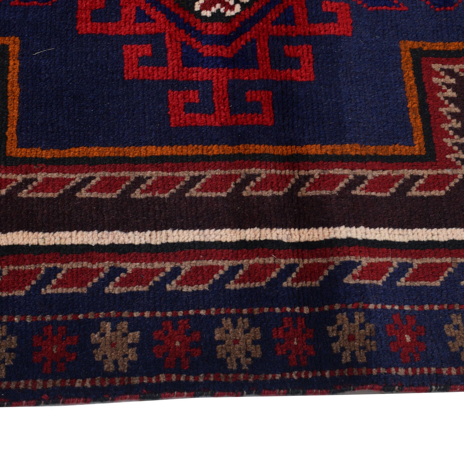 Baluchi Rug Handmade Navy Blue Floral 2x4 ft