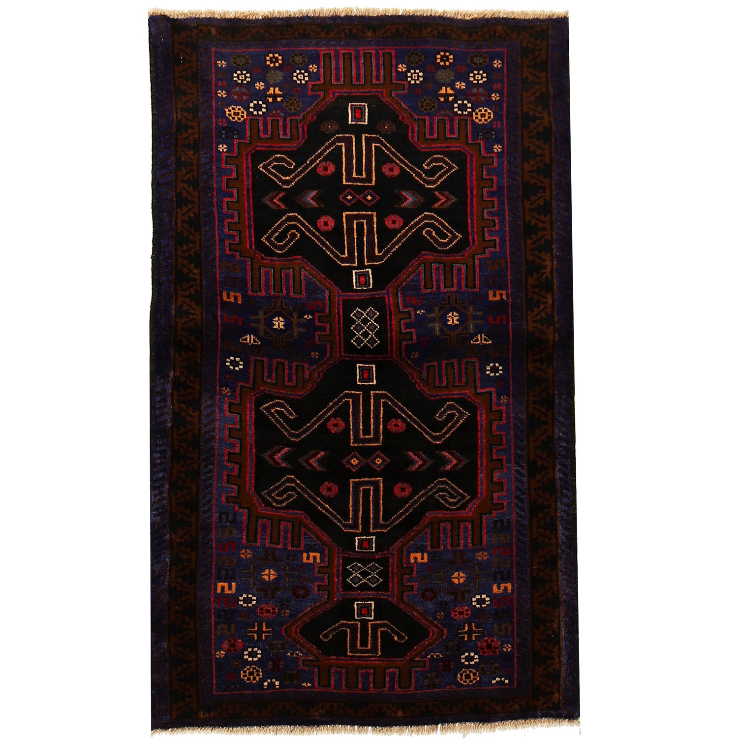 Baluchi Rug Handmade Multi Geometric 3x5 ft