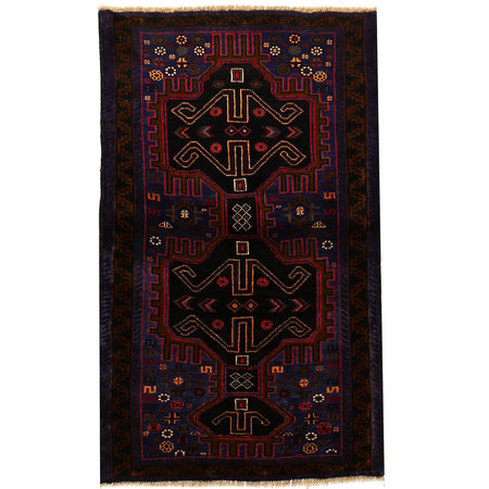 Baluchi Rug Handmade Multi Geometric 3x5 ft