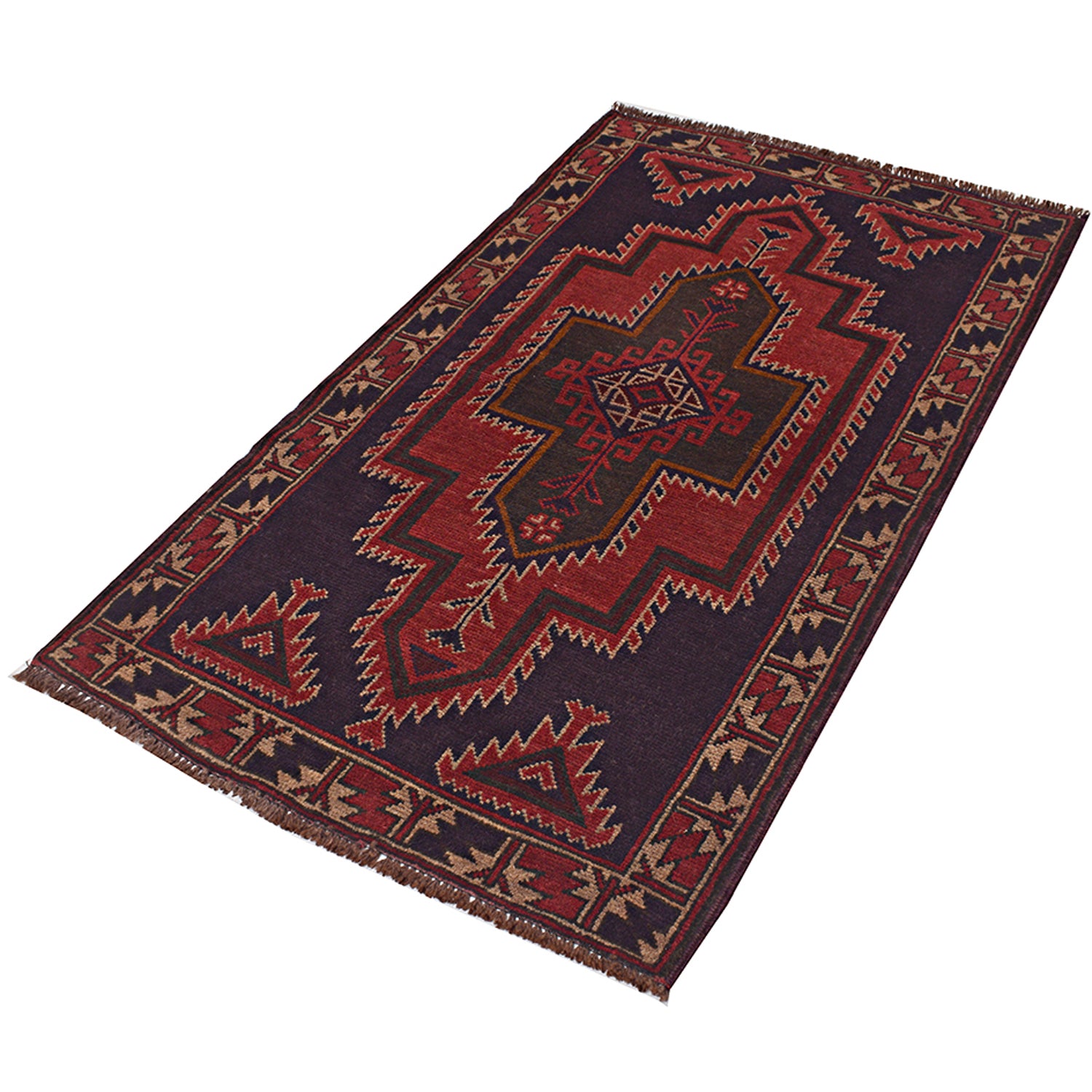Baluchi Rug Handmade Multi Geometric 3x5 ft