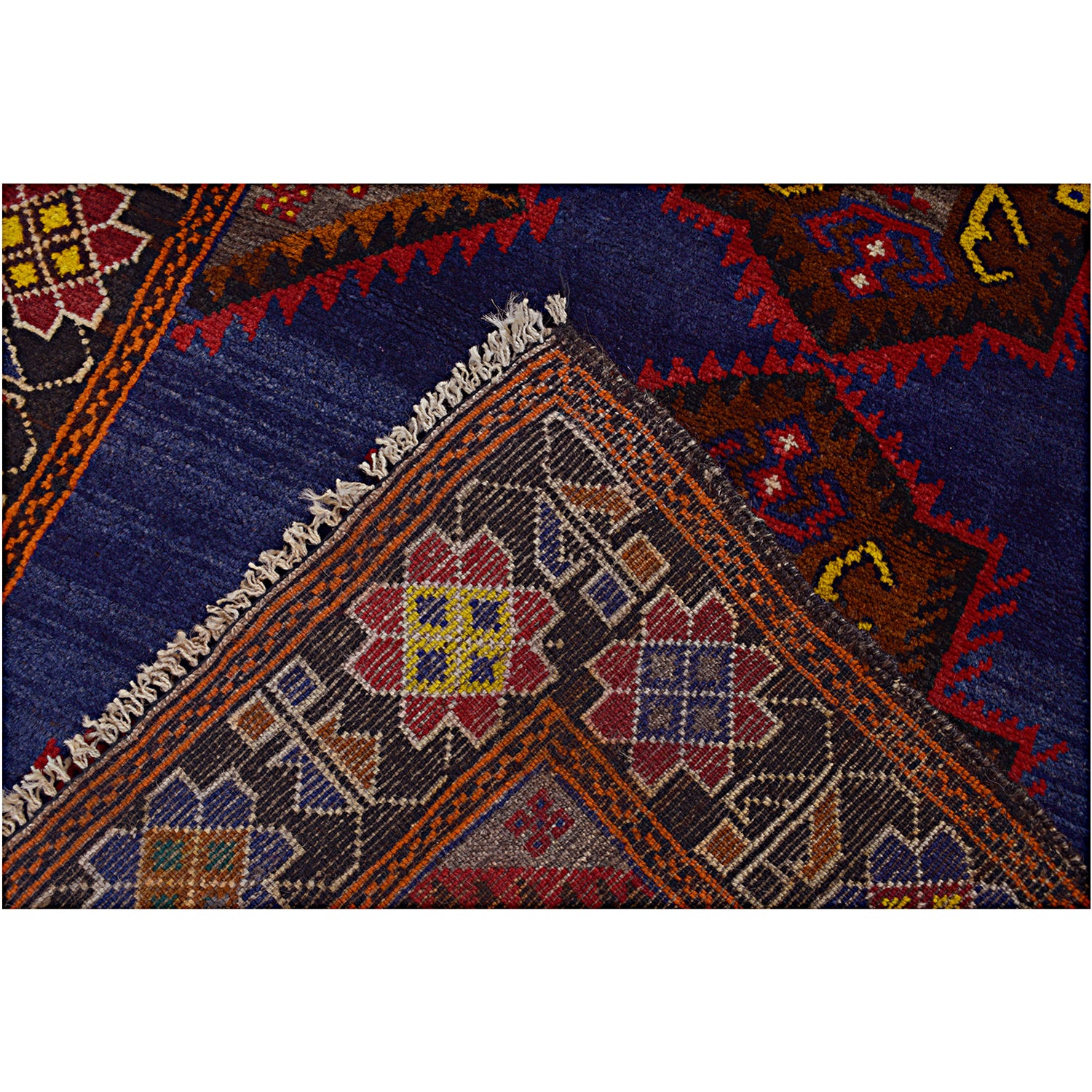 Baluchi Rug Handmade Navy Blue Geometric 3x5 ft