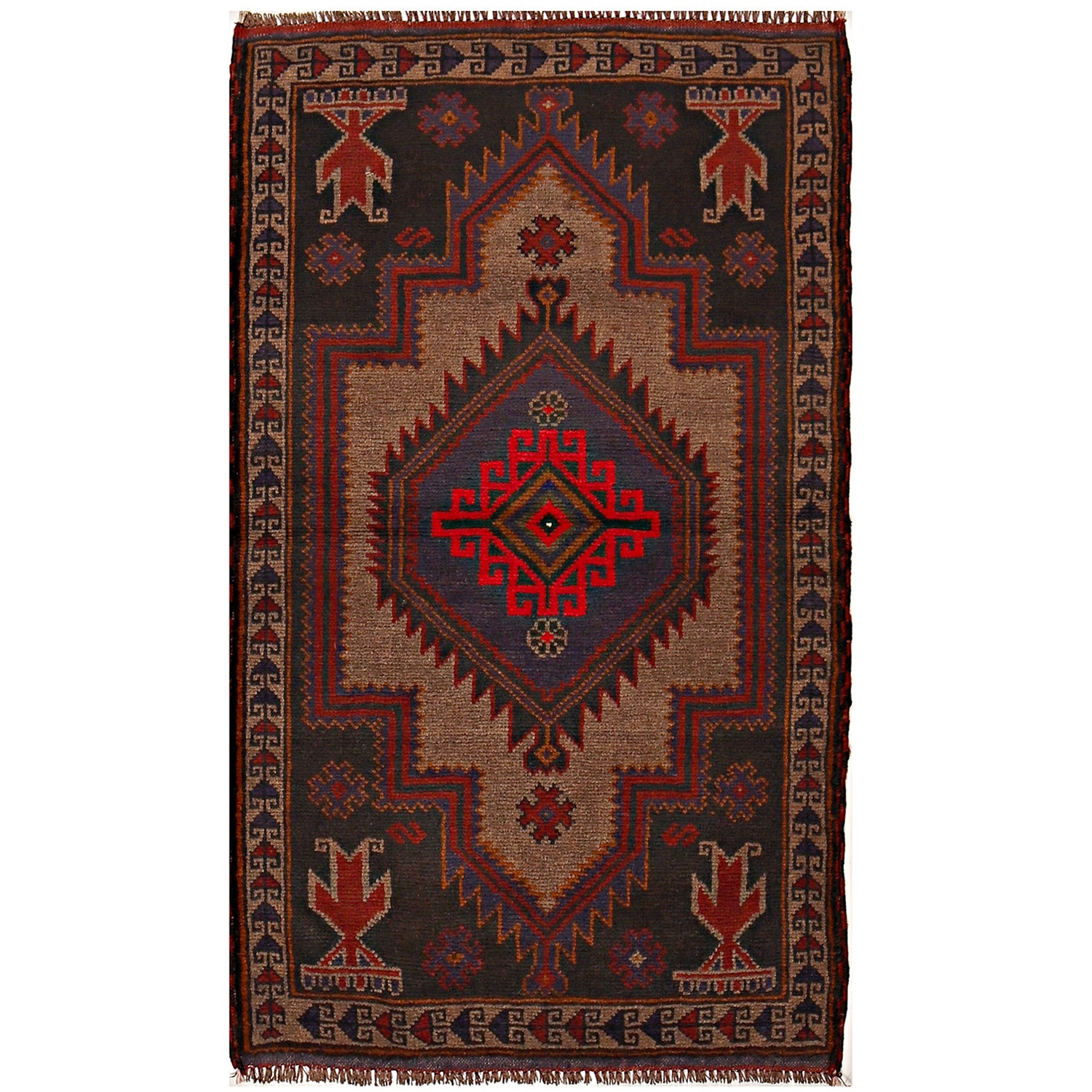 Baluchi Rug Handmade Multi Floral 2x4 ft