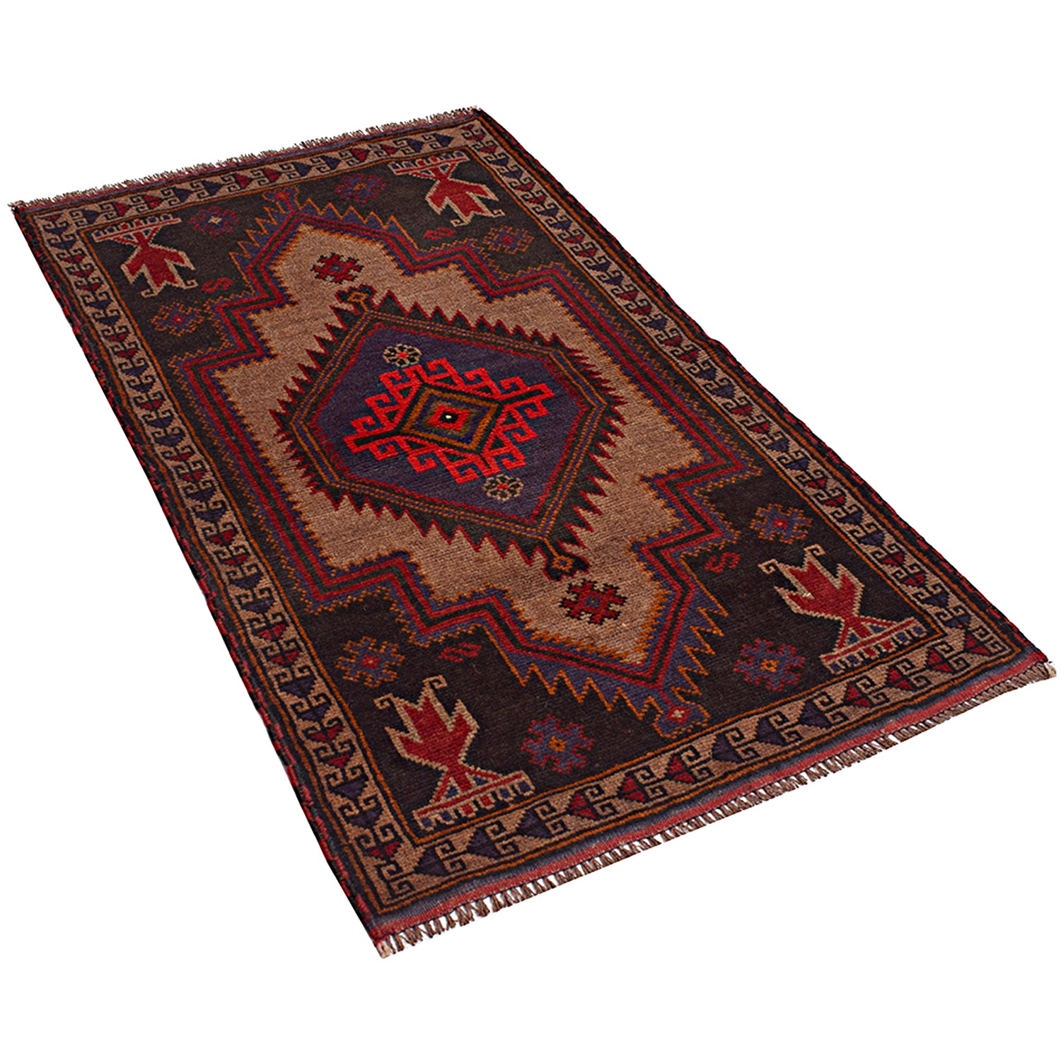 Baluchi Rug Handmade Multi Floral 2x4 ft
