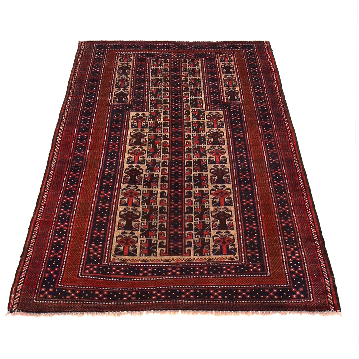 Baluchi Rug Handmade Beige Prayer Design 2x4 ft