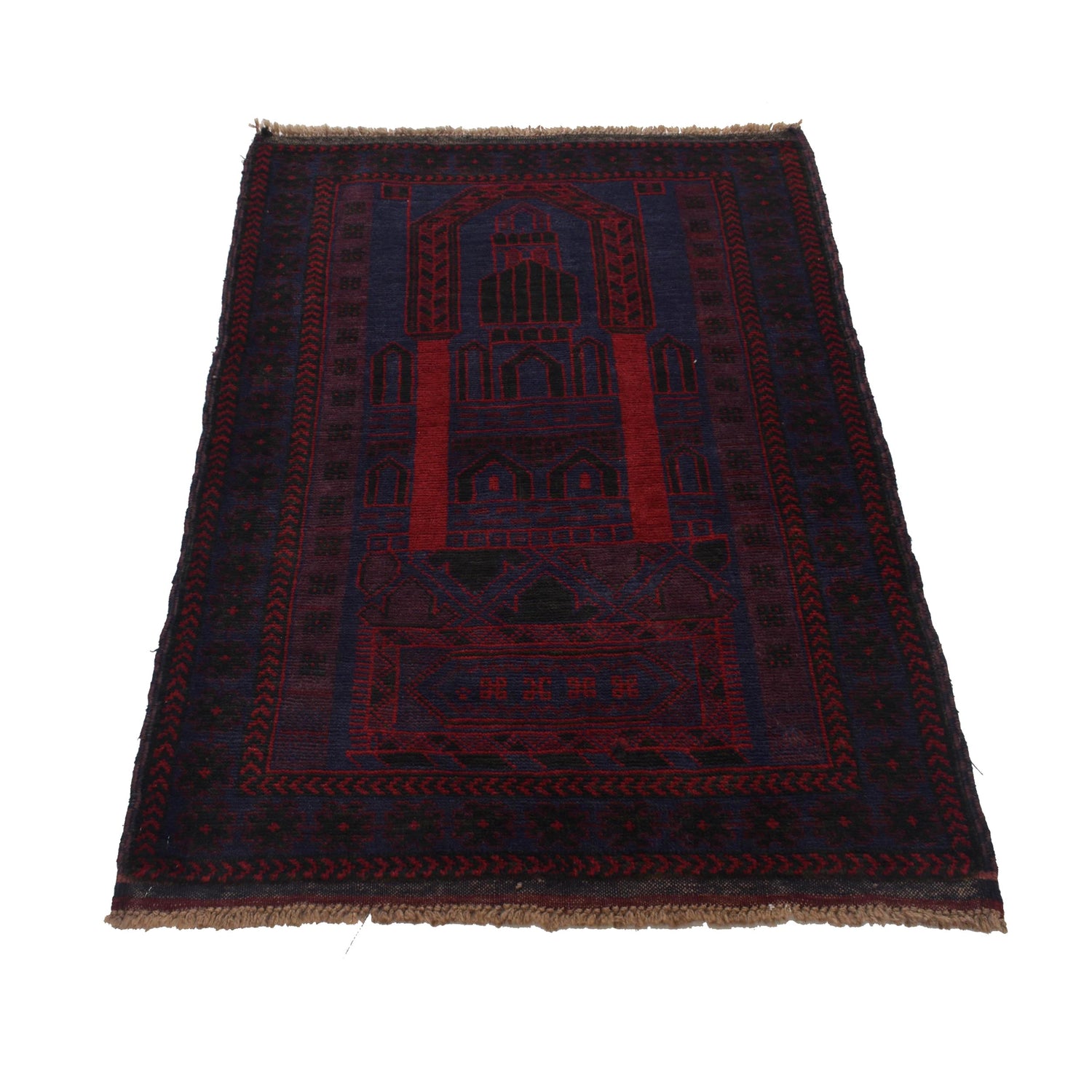 Baluchi Rug Handmade Blue Prayer Design 3x5 ft