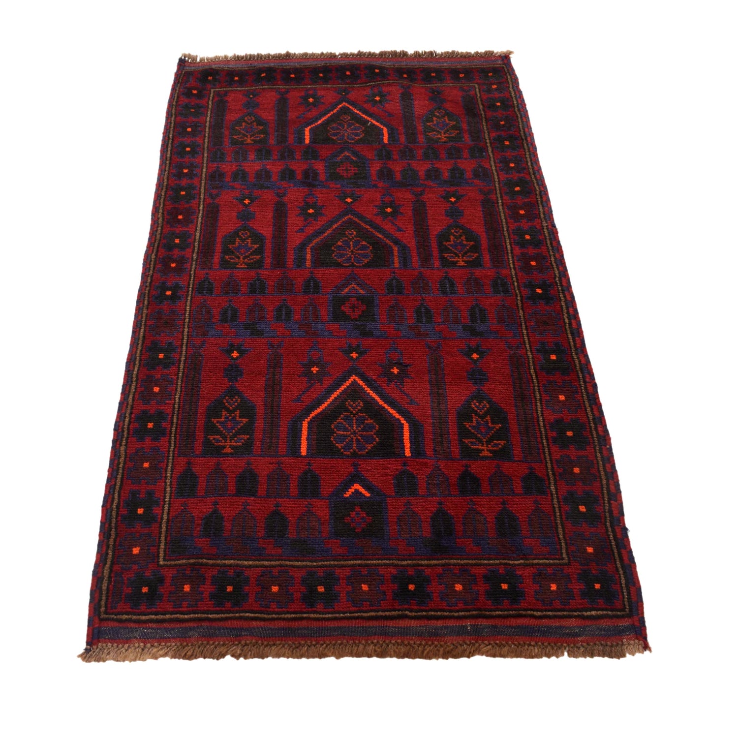 Baluchi Rug Handmade Red Prayer Design 3x5 ft
