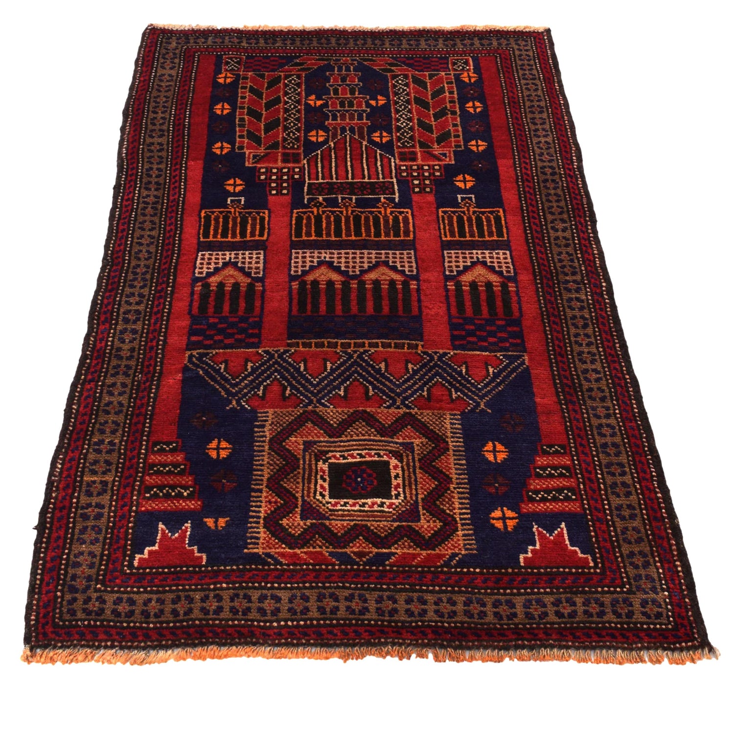 Baluchi Rug Handmade Blue Prayer Design 2x4 ft