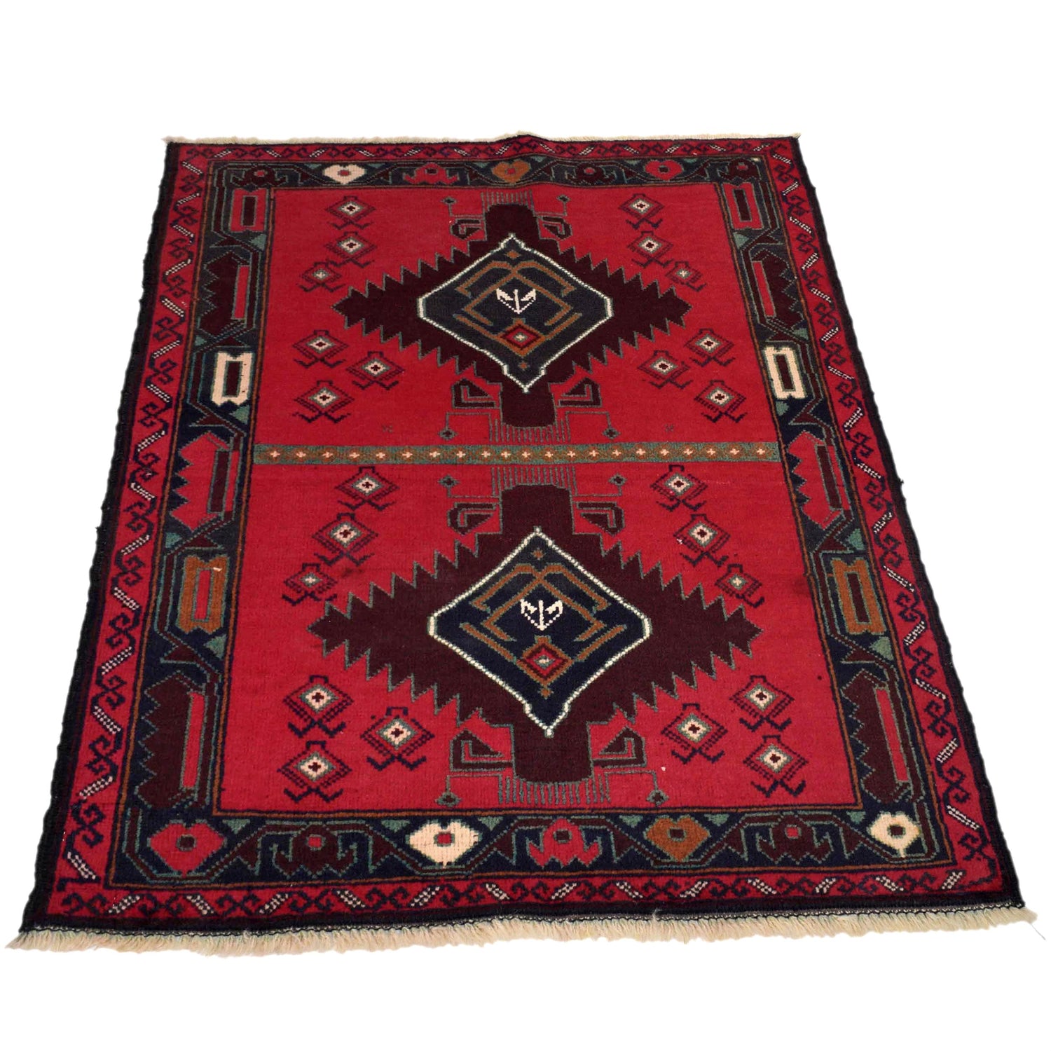 Baluchi Rug Handmade Multi Geometric 2x4 ft