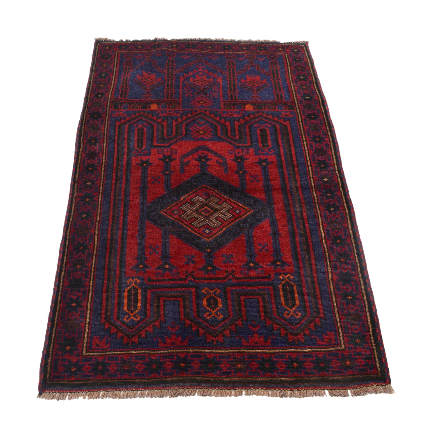 Baluchi Rug Handmade Multi Prayer Design 3x5 ft