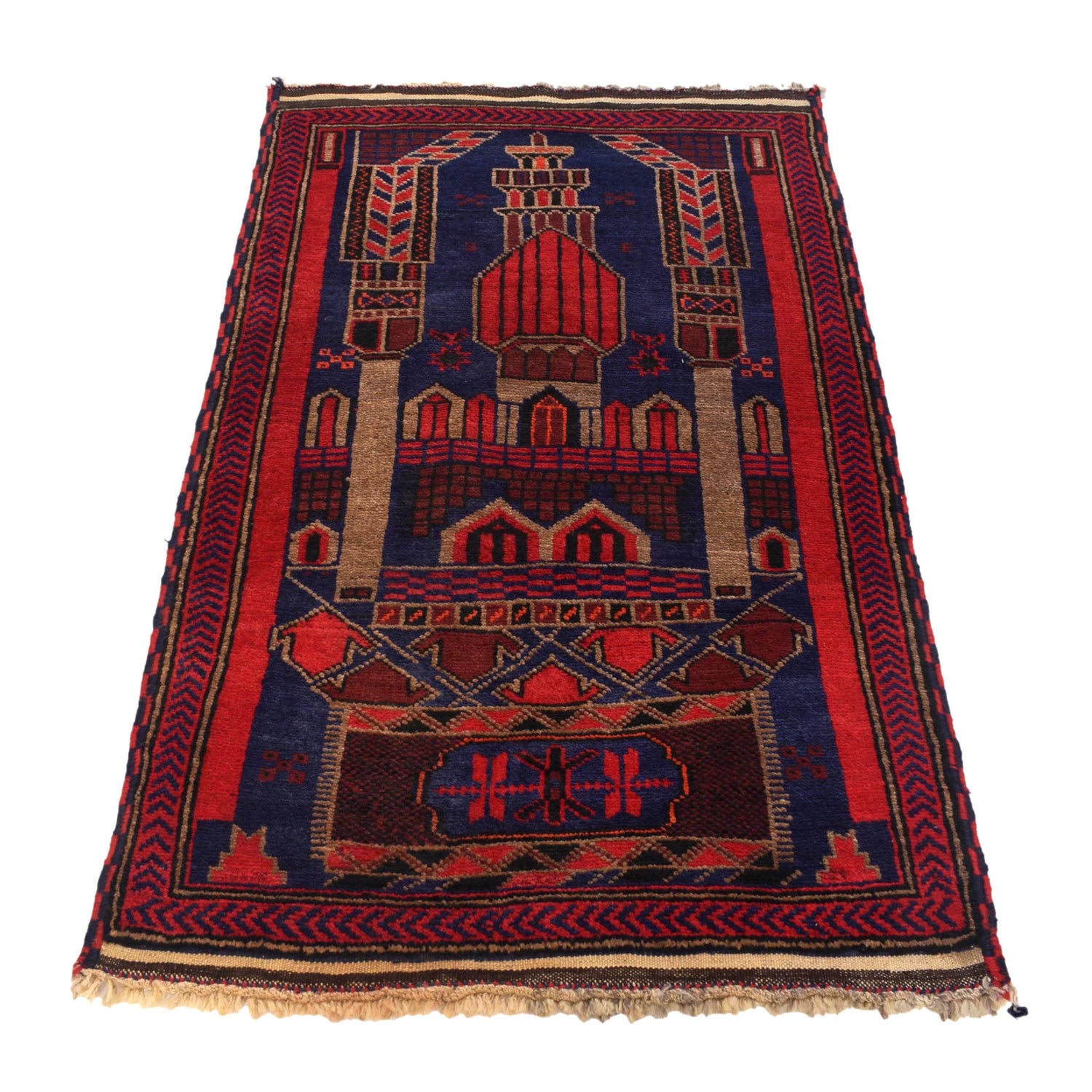 Baluchi Rug Handmade Multi Prayer Design 2x4 ft