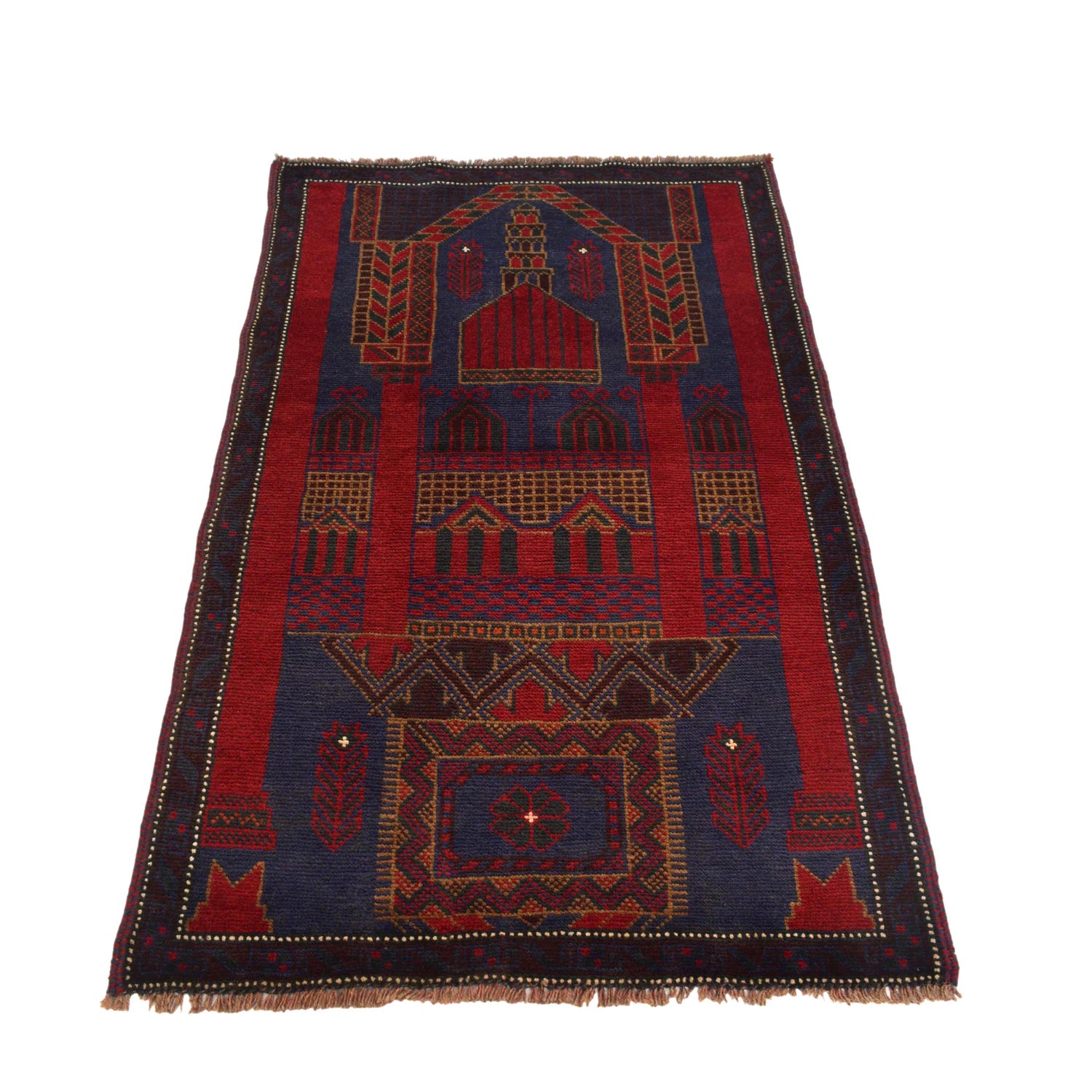 Baluchi Rug Handmade Multi Prayer Design 3x5 ft