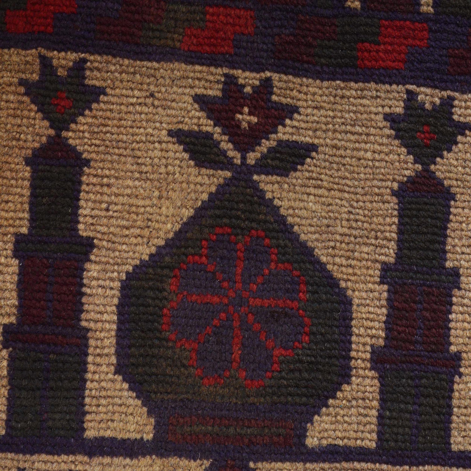 Baluchi Rug Handmade Beige Prayer Design 3x5 ft
