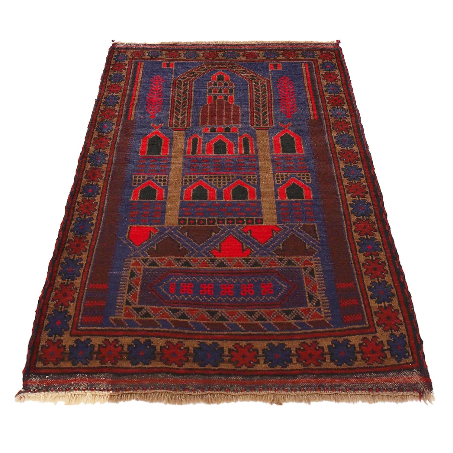 Baluchi Rug Handmade Multi Prayer Design 2x4 ft