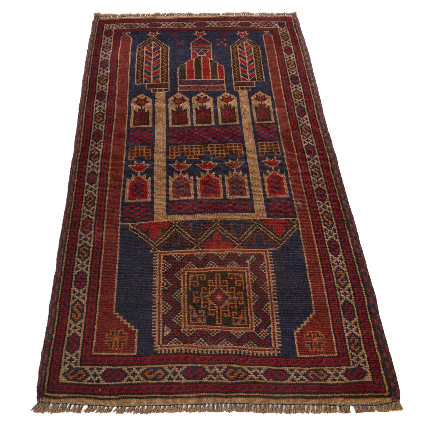 Baluchi Rug Handmade Multi Prayer Design 3x5 ft