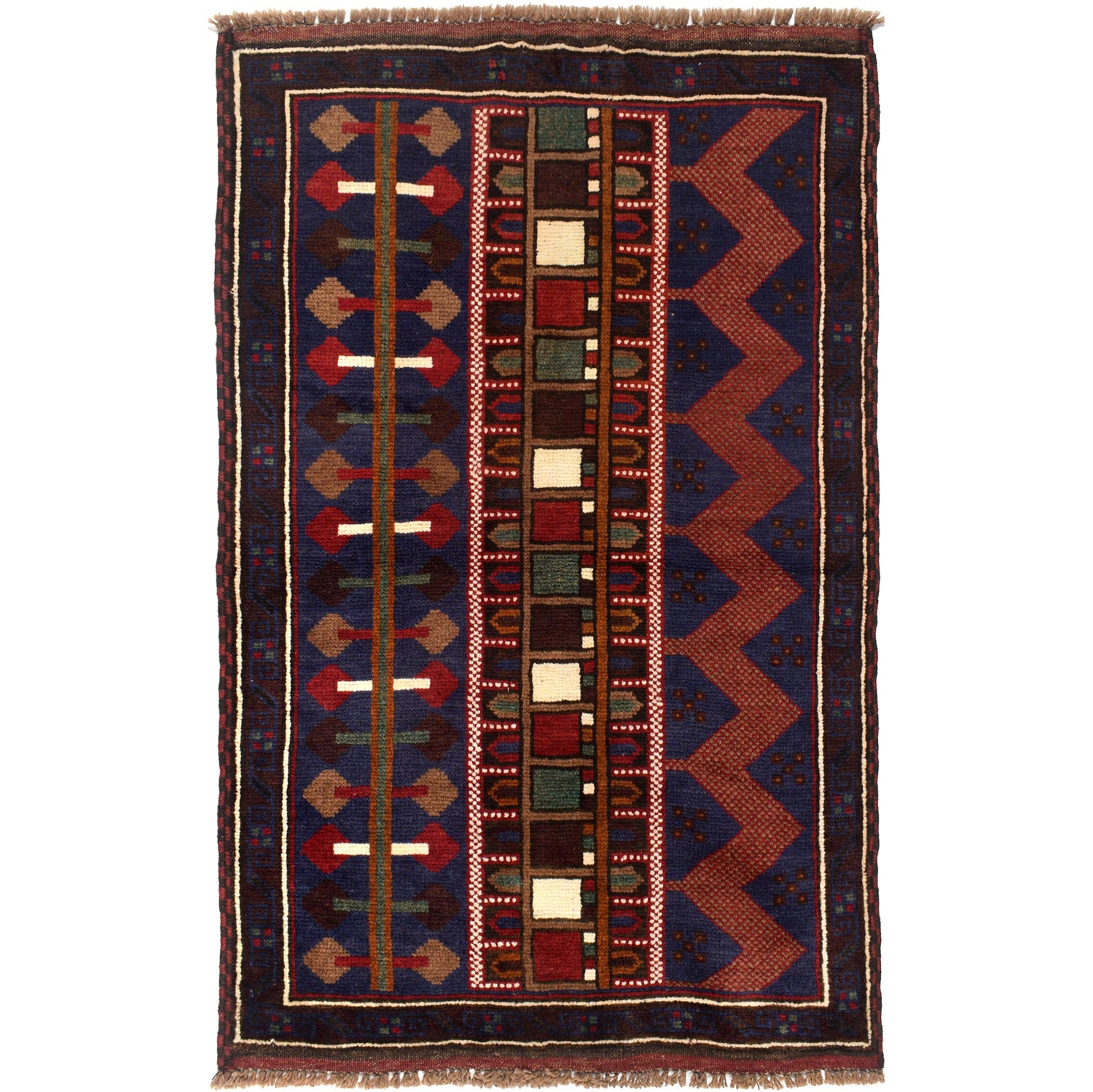 Pictorial Rug Handmade Blue Design