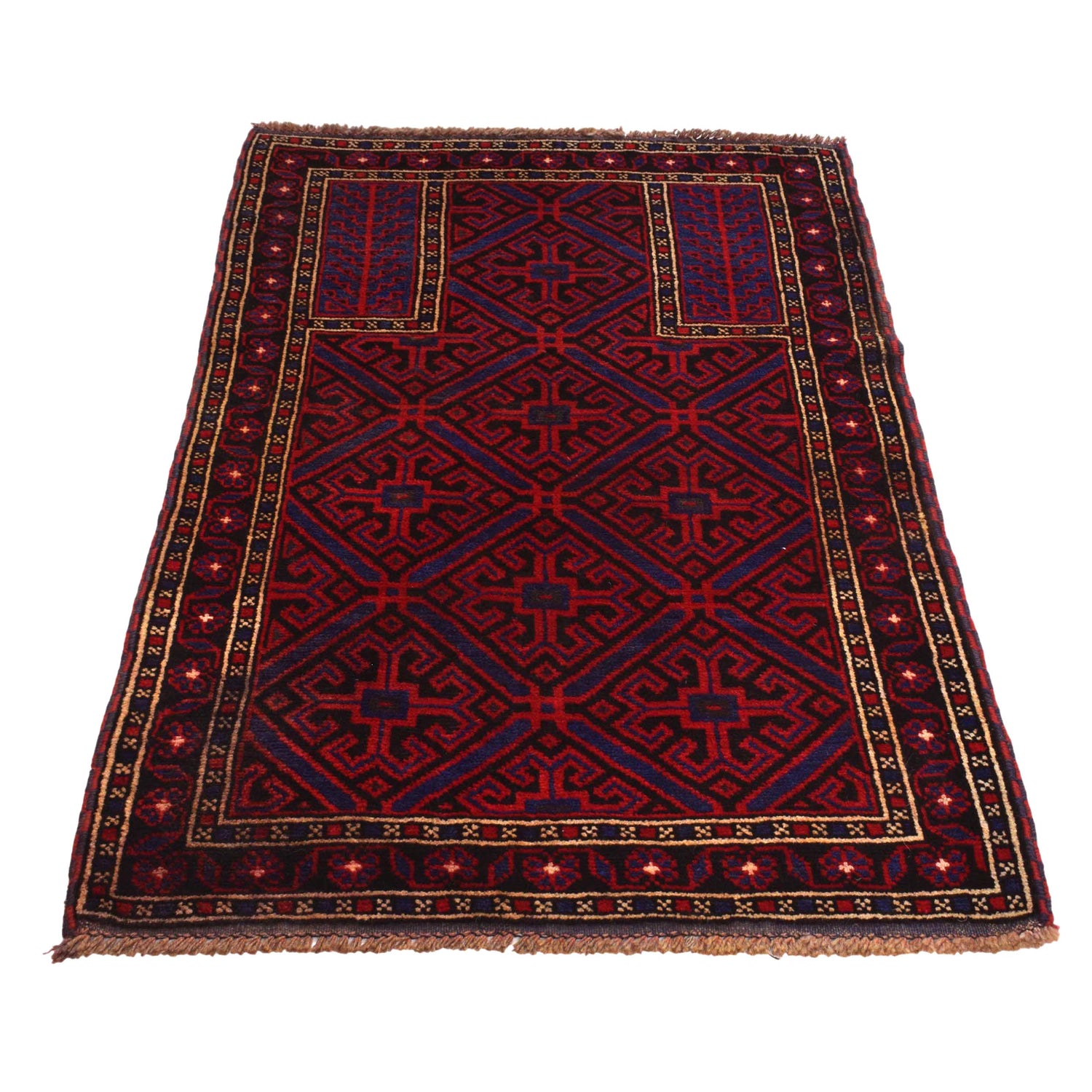 Baluchi Rug Handmade Multi Prayer Design 3x5 ft