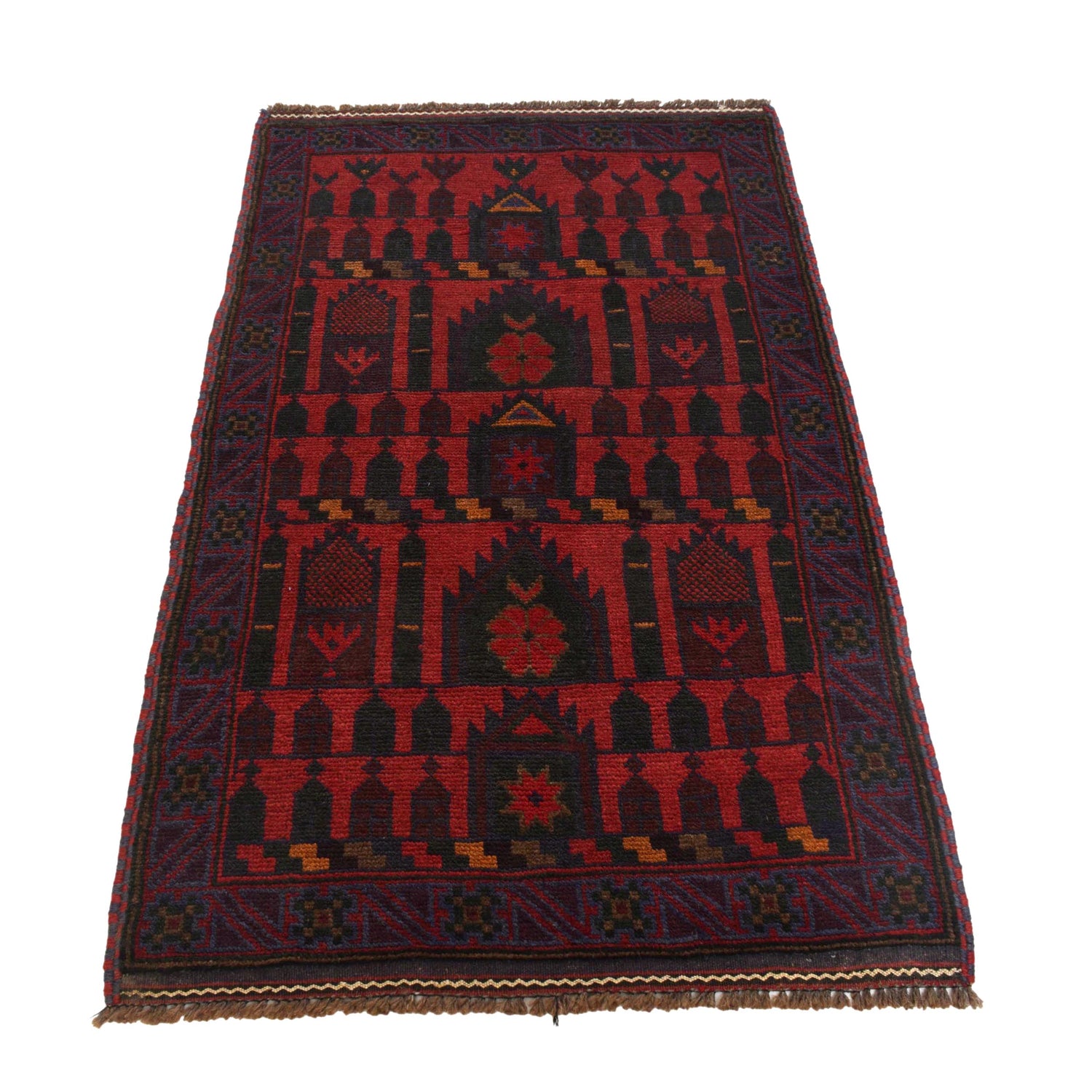 Baluchi Rug Handmade Red Prayer Design 3x5 ft