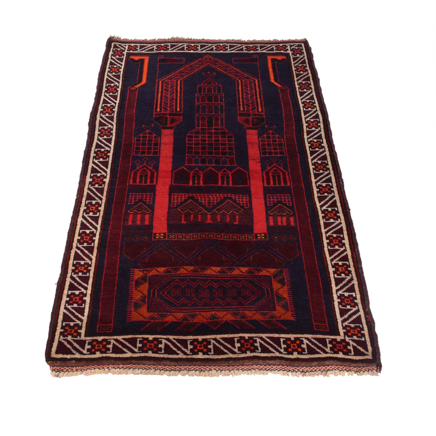 Baluchi Rug Handmade Multi Prayer Design 3x5 ft