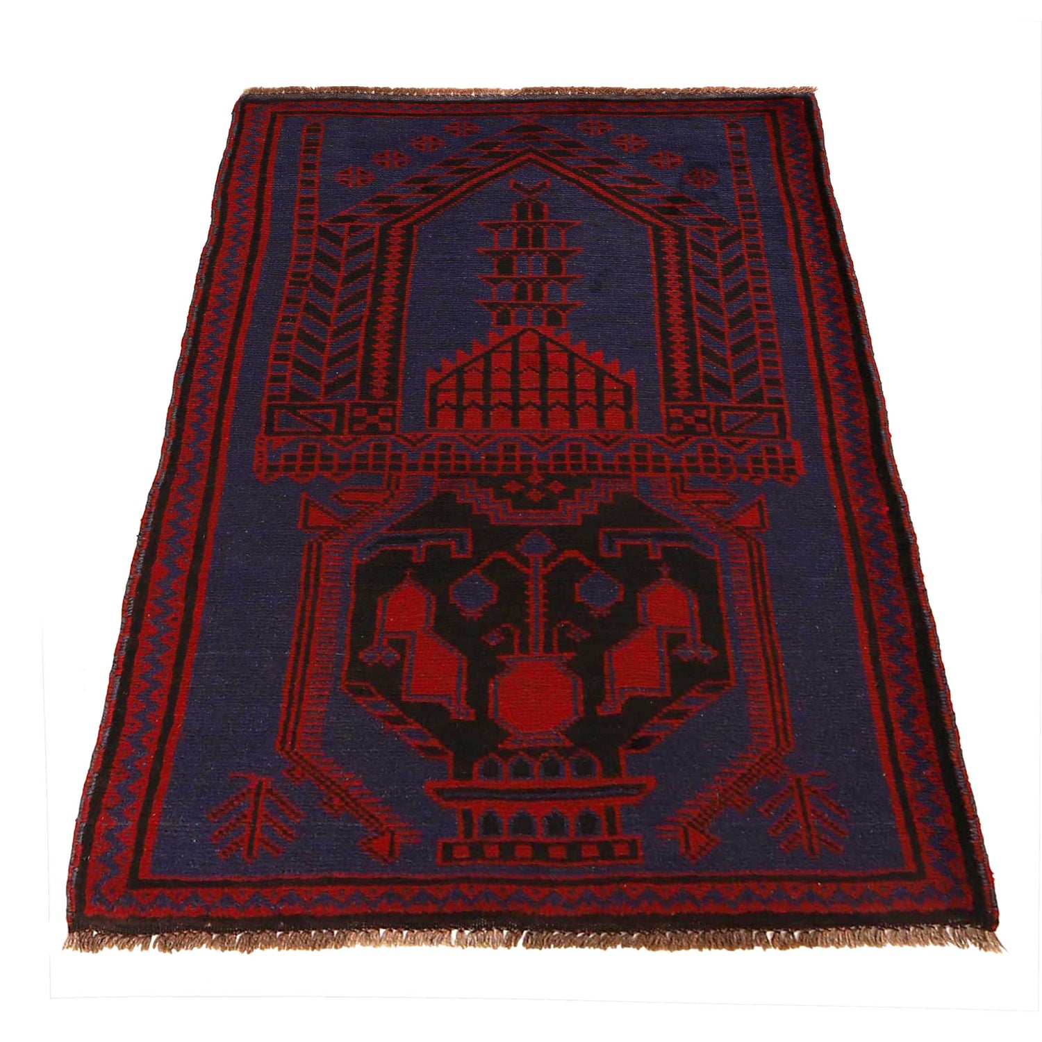 Baluchi Rug Handmade Blue Prayer Design 3x5 ft