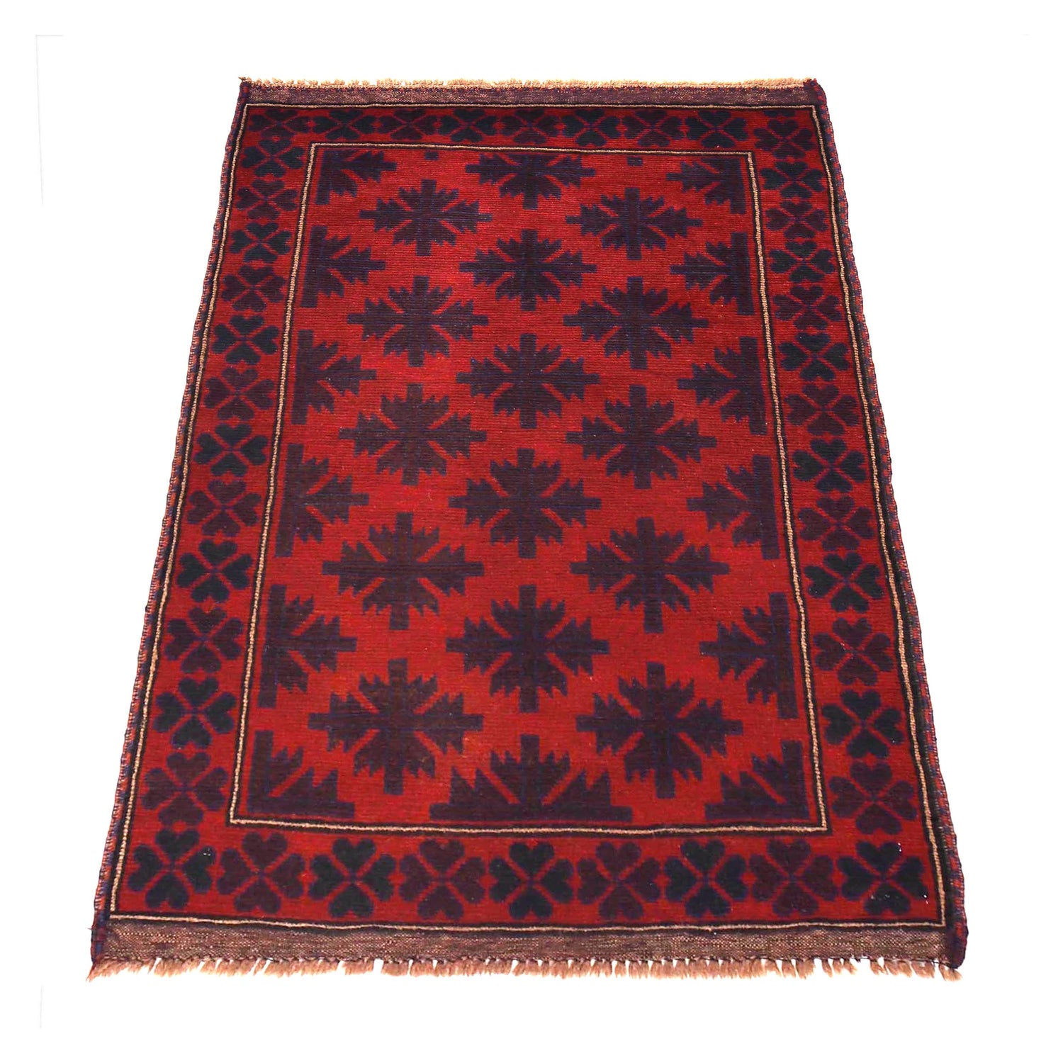 Baluchi Rug Handmade Red Floral 2x4 ft