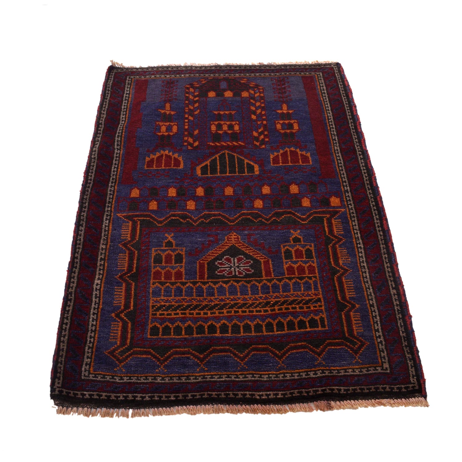 Baluchi Rug Handmade Blue Prayer Design 3x5 ft