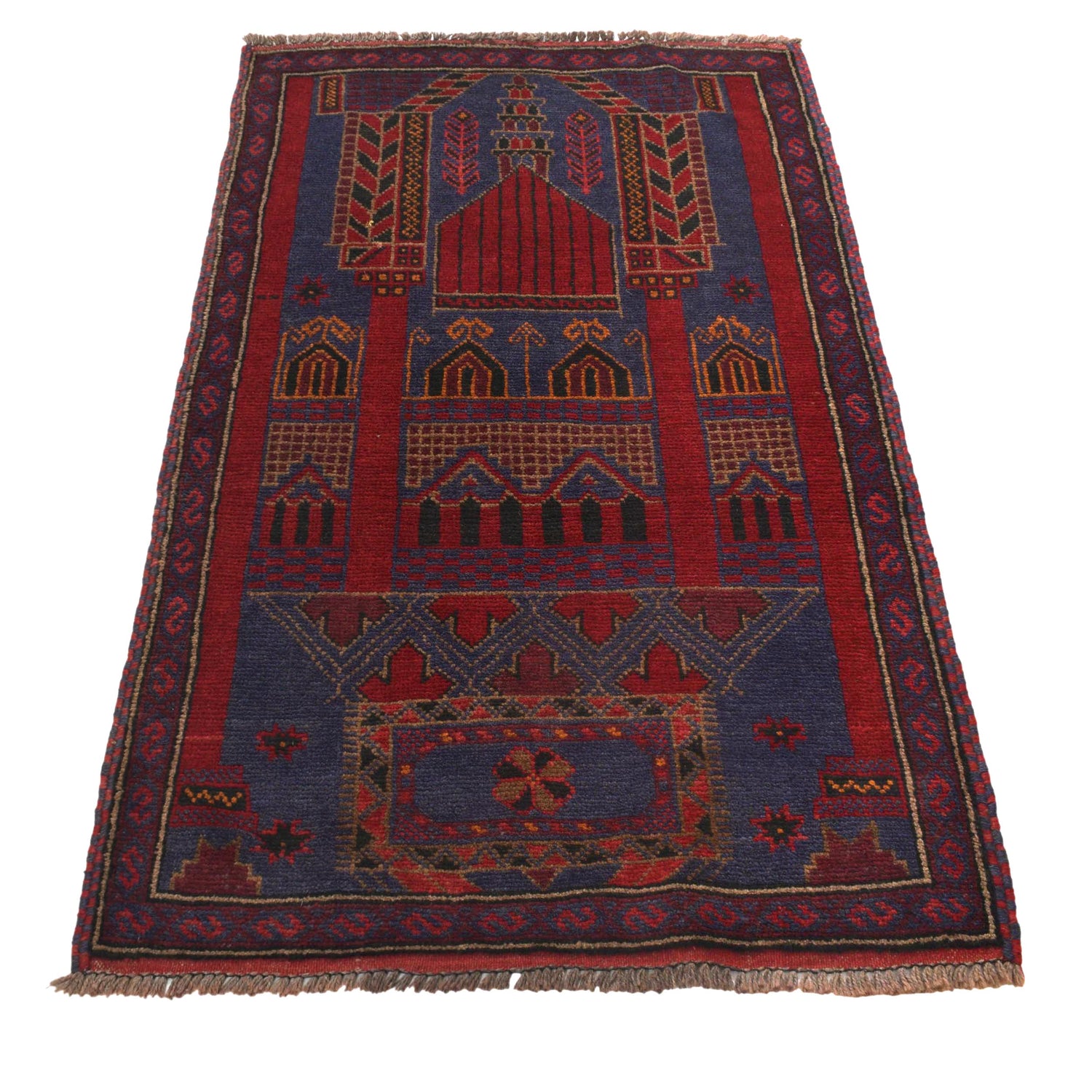 Baluchi Rug Handmade Blue Prayer Design 3x5 ft