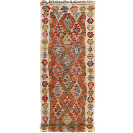 Handmade Multi Kilim Geometric 10' Runner