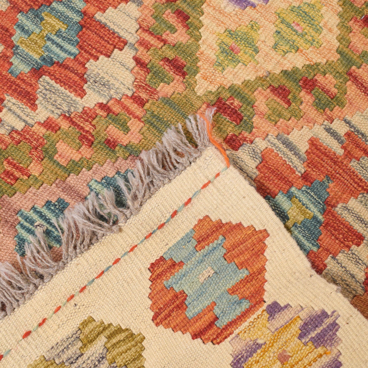 Handmade Multi Kilim Geometric 10' Runner