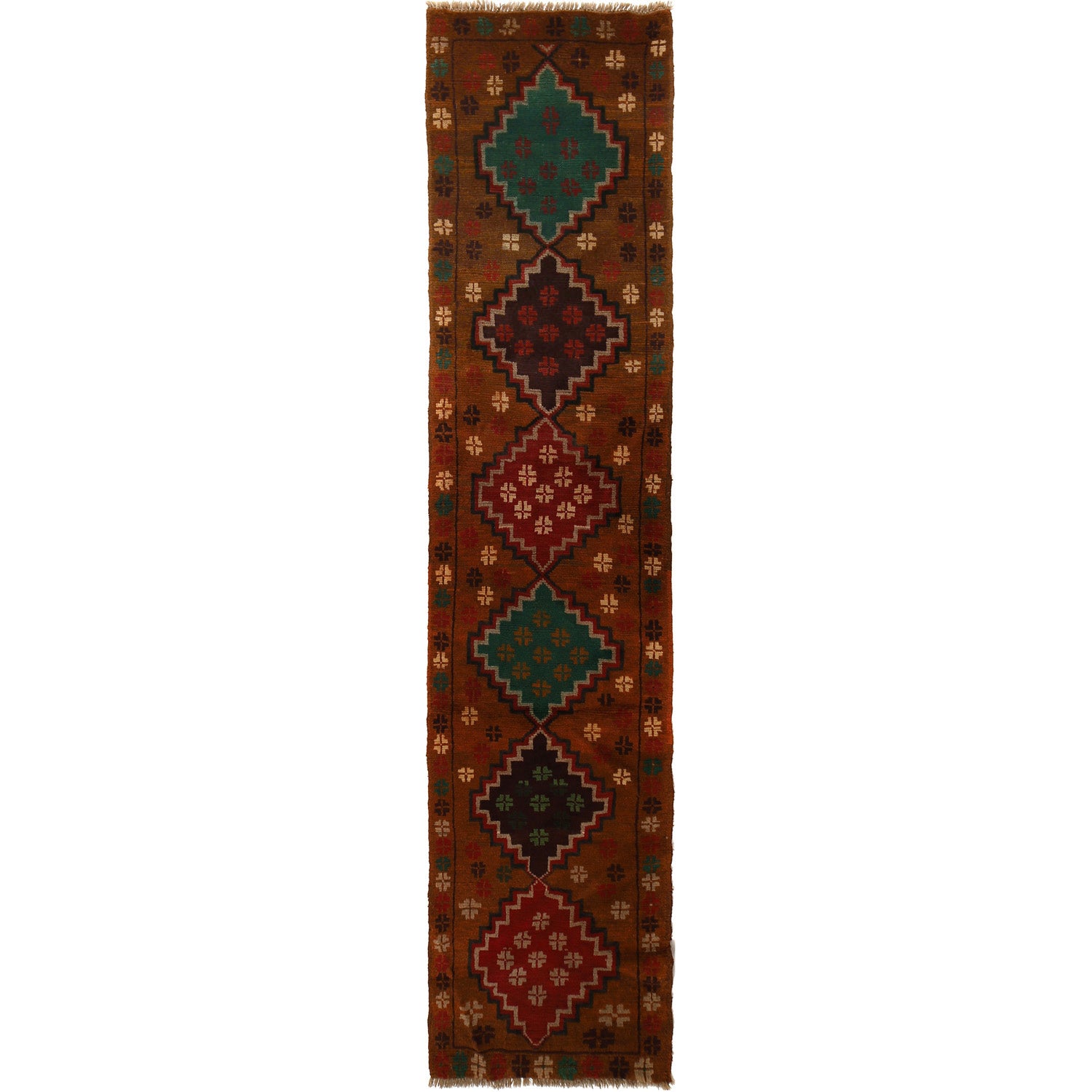 Baluchi Runner Rug Handmade Brown 10' Runner