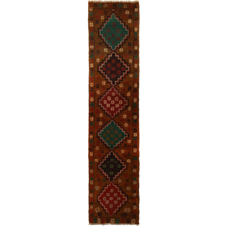 Baluchi Runner Rug Handmade Brown 10' Runner