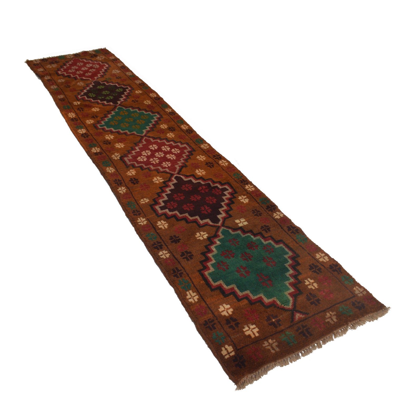 Baluchi Runner Rug Handmade Brown 10' Runner