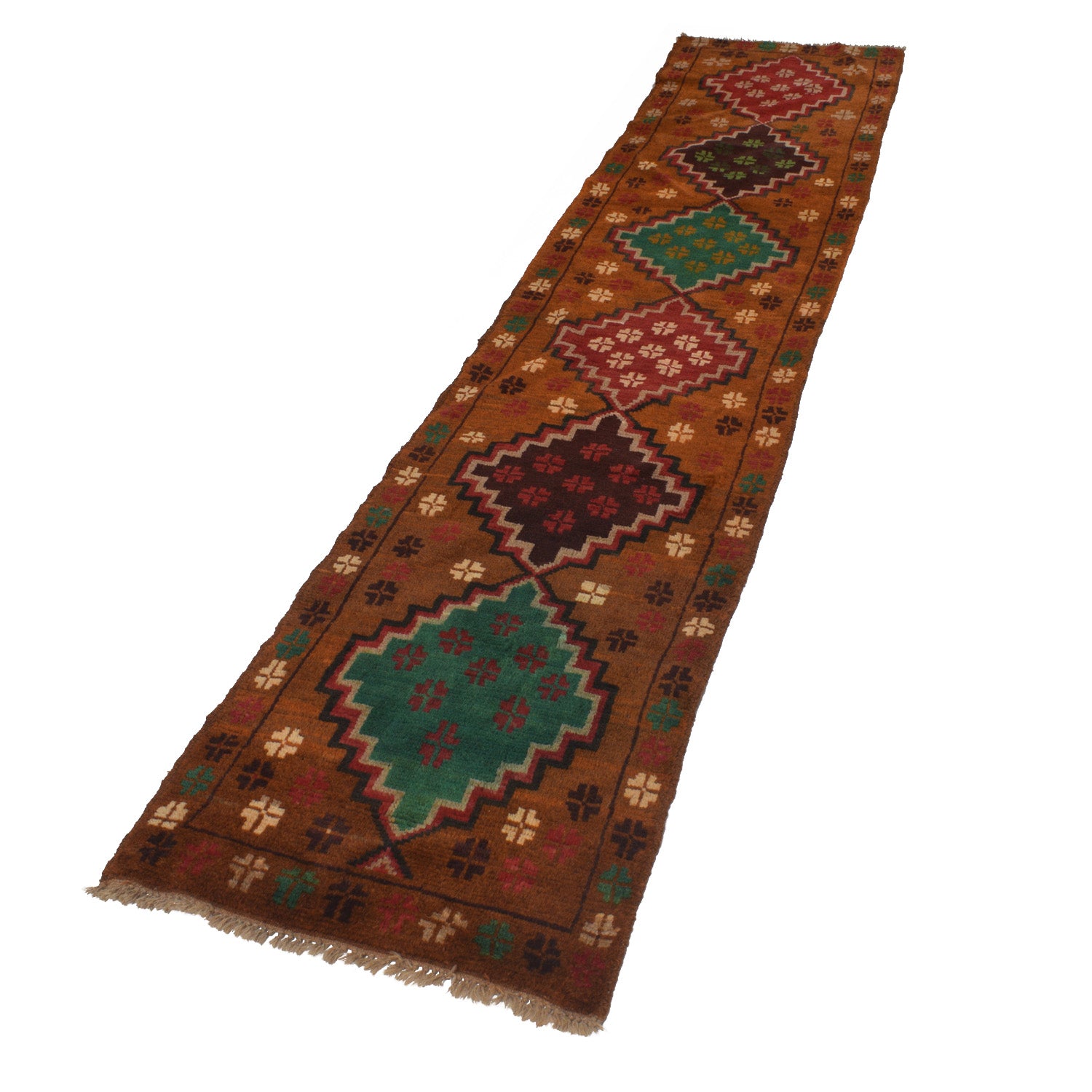 Baluchi Runner Rug Handmade Brown 10' Runner