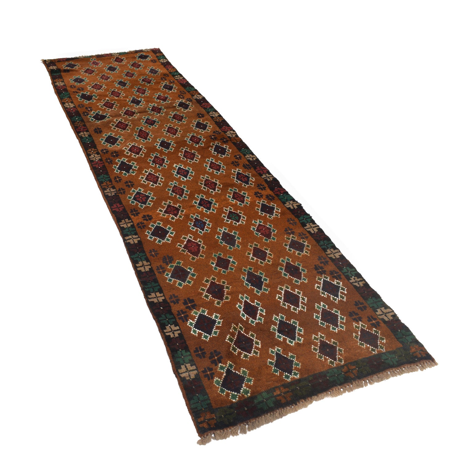 Baluchi Runner Rug Handmade Brown 10' Runner