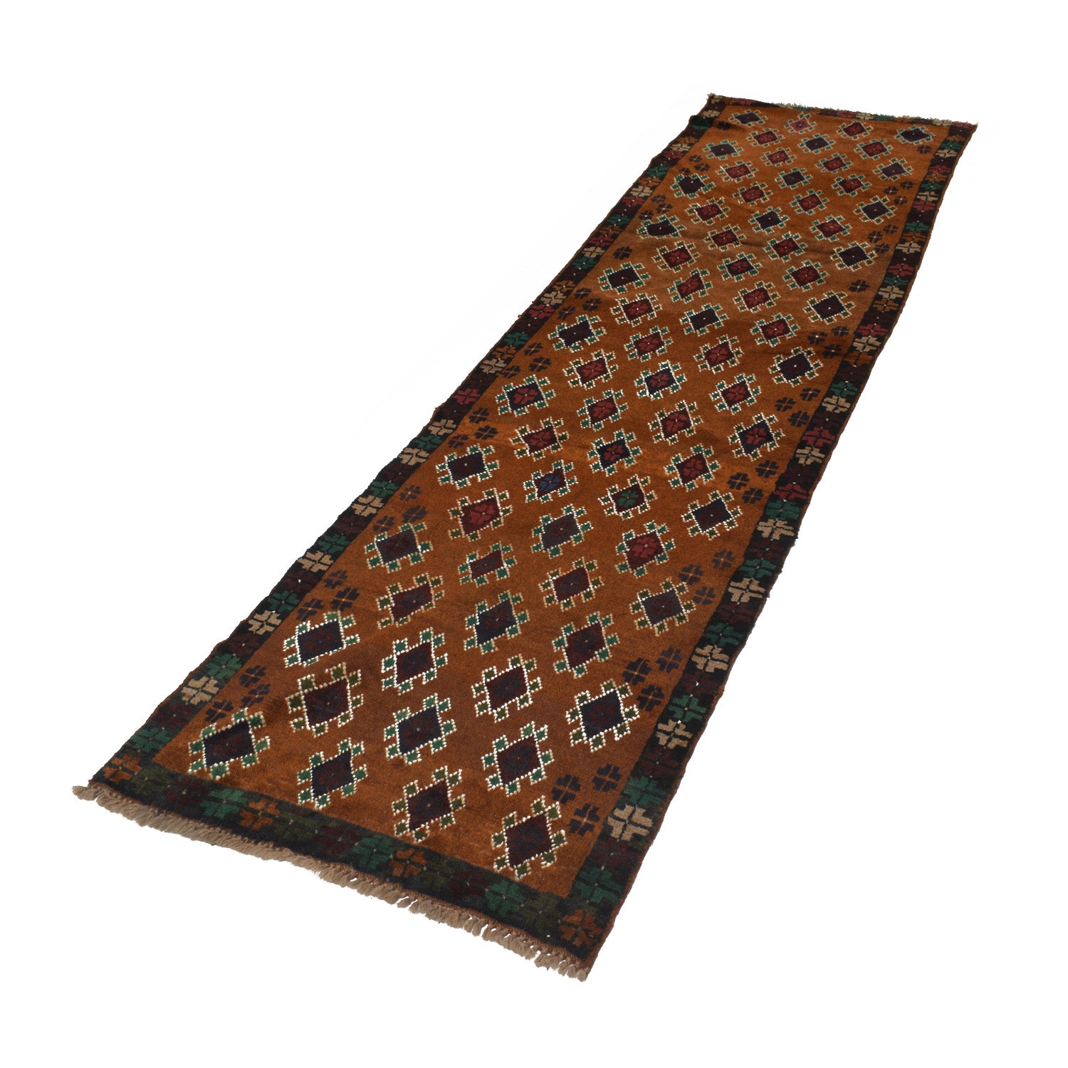 Baluchi Runner Rug Handmade Brown 10' Runner